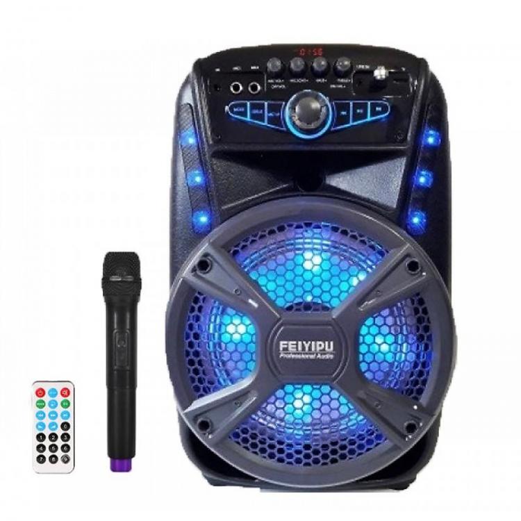 VERSTÄRKTER KARAOKE-LED-LAUTSPRECHER 300W PMPO BLUETOOTH USB SD MIKROFON UND FERNBEDIENUNG