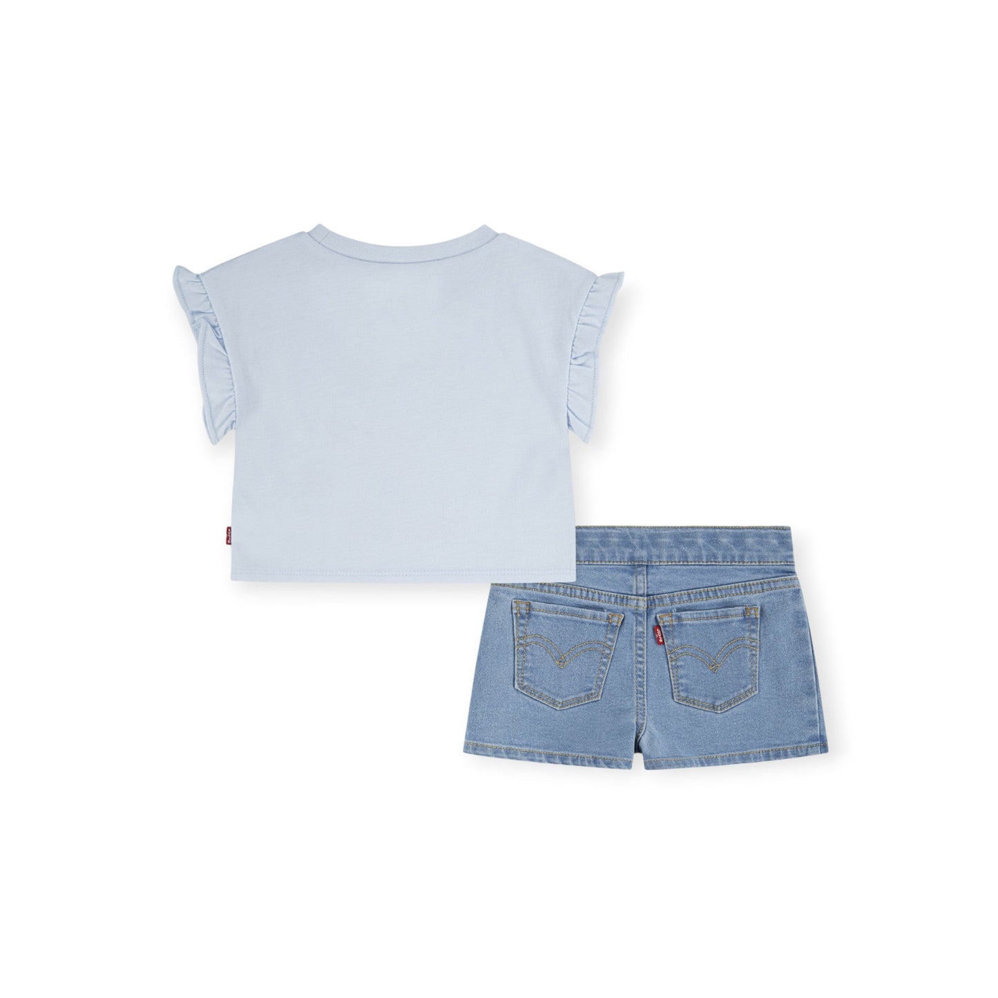 LEVI'S KIDS COMPLETO DA BAMBINA MAGLIETTA E PANTALONCINO1EP561-UHG Celeste