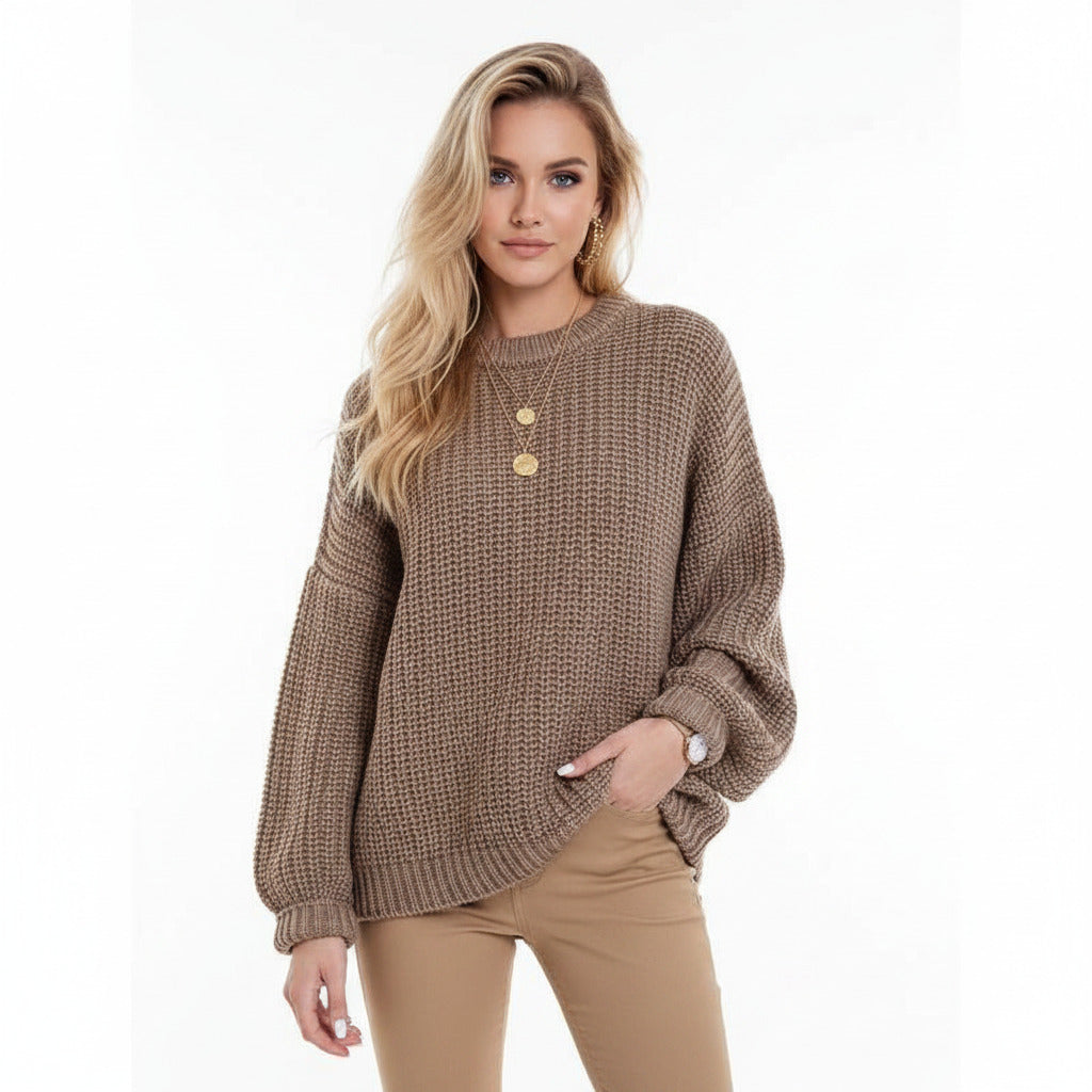 Maglione Autunnale Donna Oversize One Size – Pullover Largo Lavorato a Maglia