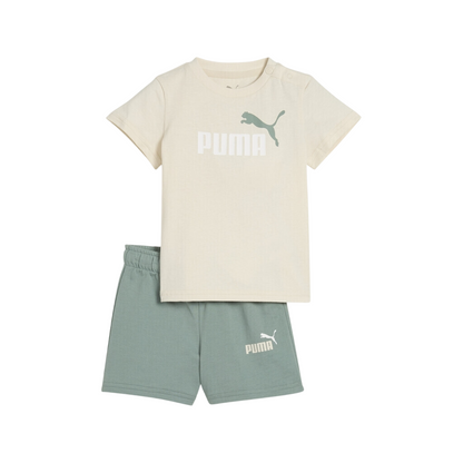 Puma completo da bambino maglietta e pantaloncino in cotone Minicats Essential 686285-87 panna-salvia