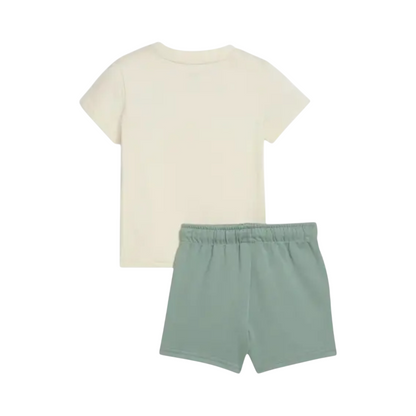 Puma completo da bambino maglietta e pantaloncino in cotone Minicats Essential 686285-87 panna-salvia