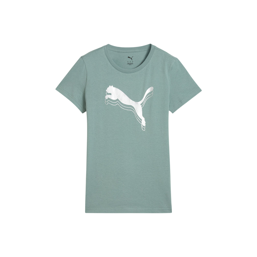 Puma Essentials T-Shirt Unisex Logo Metallizzato Verde Argento - 684995-30