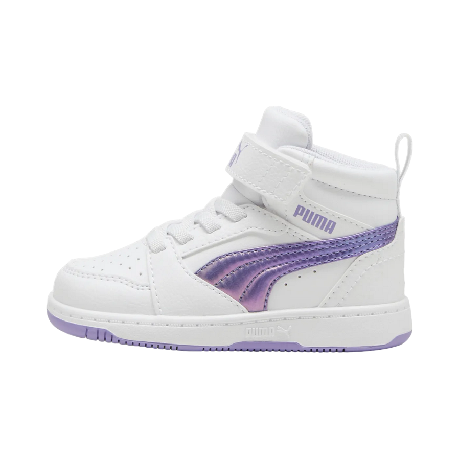 Puma Sneakers Bambina Rebound V6 Mid Bouncy 398727-01 Bianco-Lavanda