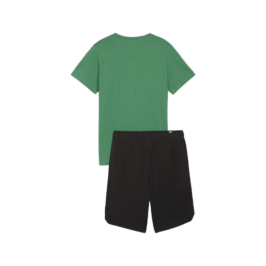 Puma completo maglietta e pantaloncino in cotone da ragazzo Squad 679284-86 verde-nero