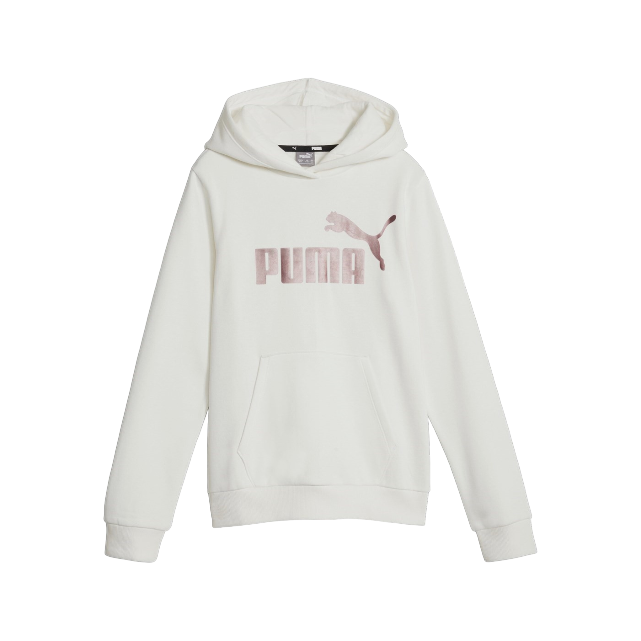 Puma felpa da ragazza con cappuccio e logo grande 670310-65 bianco-bronzo