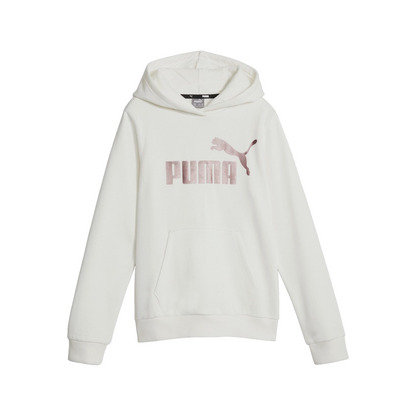 Puma felpa da ragazza con cappuccio e logo grande 670310-65 bianco-bronzo