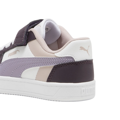 Puma scarpa sneaker da bambina con laccio elastico e velcro Caven 2.2 Block 394462-11 prugna-bianco