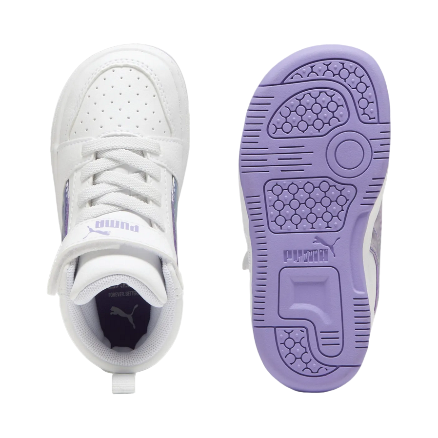 Puma Sneakers Bambina Rebound V6 Mid Bouncy 398727-01 Bianco-Lavanda