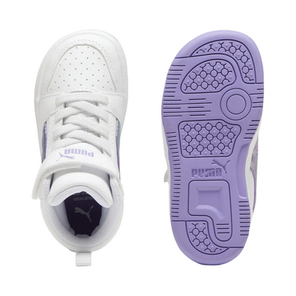 Puma Sneakers Bambina Rebound V6 Mid Bouncy 398727-01 Bianco-Lavanda