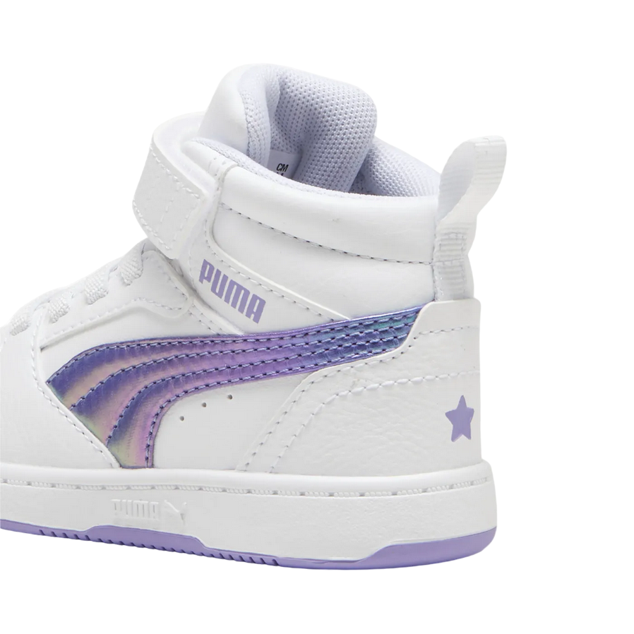 Puma Sneakers Bambina Rebound V6 Mid Bouncy 398727-01 Bianco-Lavanda