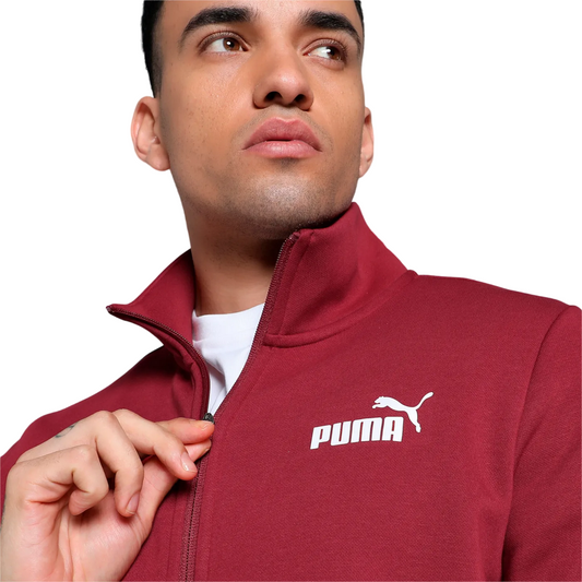Puma tuta da uomo in cotone con cerniera Clean Sweat Suit FL 585841-13 rosso scuro-nero