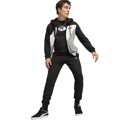 Puma tuta sportiva da uomo con cappuccio 679730-01 nero-bianco