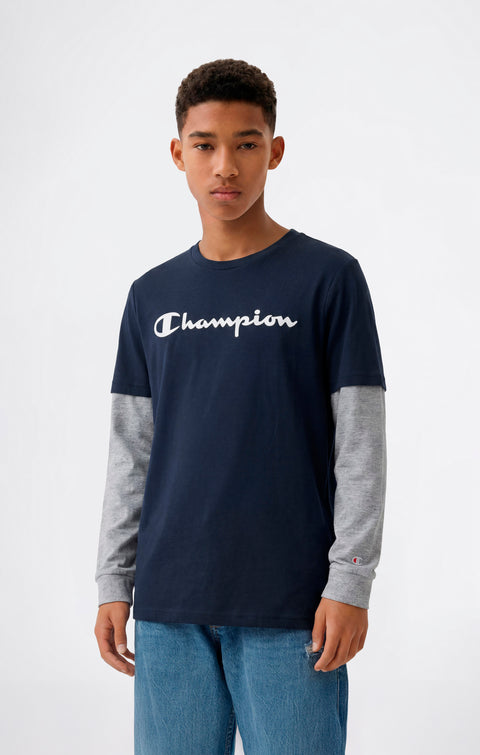 Champion T-shirt Manica Lunga Ragazzo 307324-BS501 Blu - T-shirt Junior