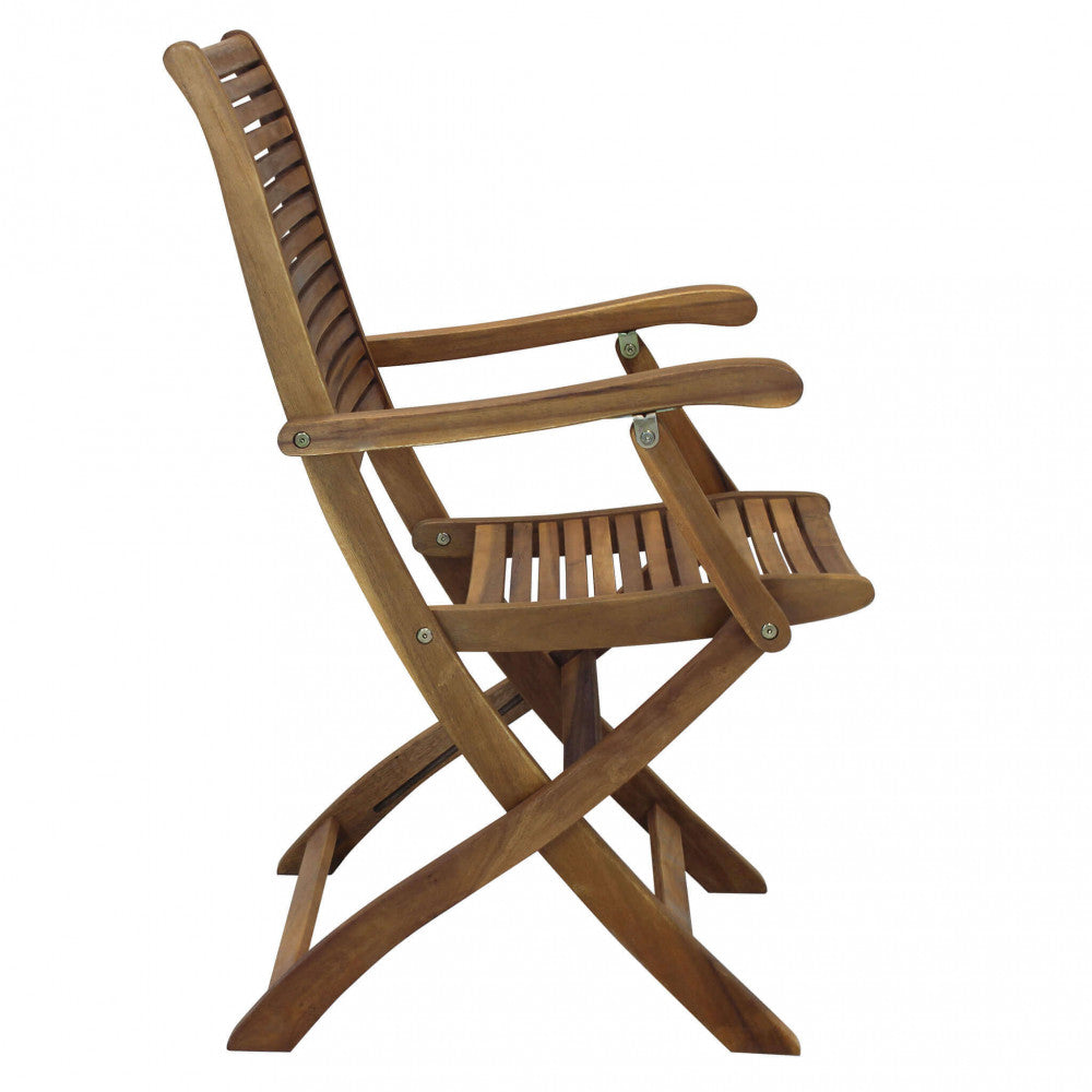 Poltrona Riviera con braccioli - Sedia in legno di Acacia Marrone 55 x 64 x 94 cm H