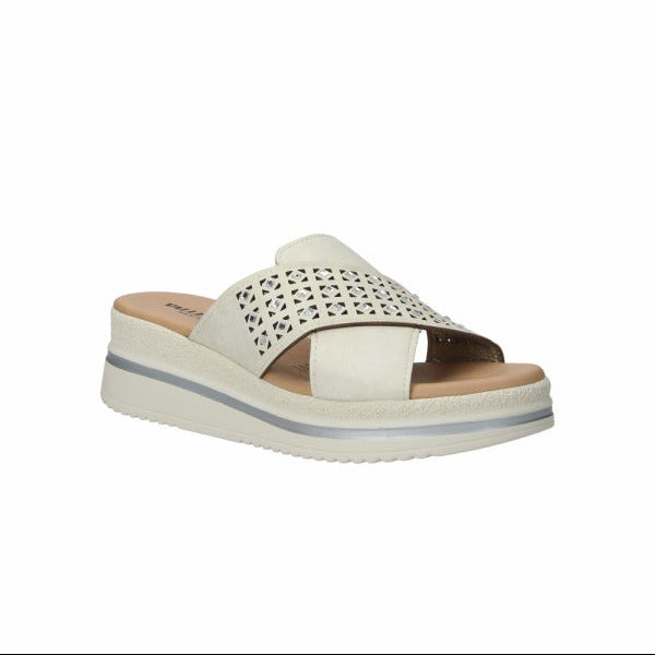 Valleverde Ciabatta Donna Strass Geometrica Bianca Tacco 5.5cm - V55100