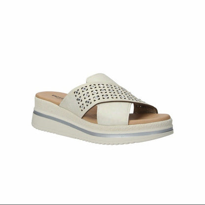 Valleverde Ciabatta Donna Strass Geometrica Bianca Tacco 5.5cm - V55100