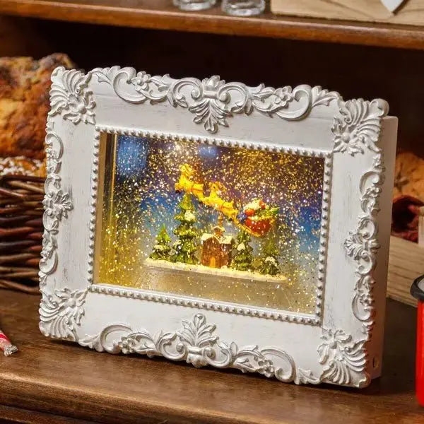 Weihnachtliches LED-Bild mit Glitzer und bewegtem Wasser