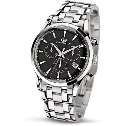 Philip Watch R8273908165 – Cronografo al quarzo Swiss Made, nero Sunray 39mm