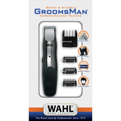 Wahl Bartschneider Schwarz Kabellos + Zubehörset Groomsman Wiederaufladbarer Rasierer