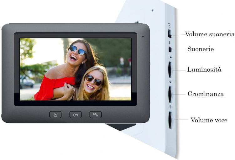 Kit Videocitofono Monofamiliare Mono Monitor 7''  Telecamera Apriporta | Nero