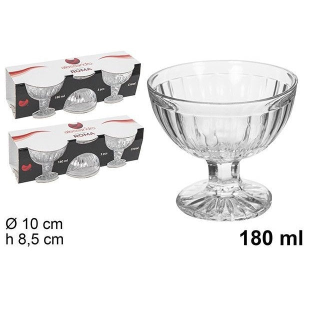 Set 6Pz Coppette Gelato In Vetro Roma 6 Pezzi Bicchieri Da 180Ml Coppa Dessert