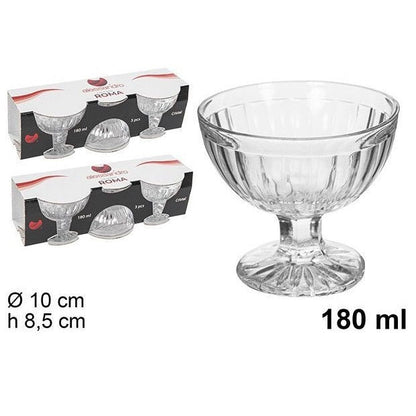 Set 6Pz Coppette Gelato In Vetro Roma 6 Pezzi Bicchieri Da 180Ml Coppa Dessert