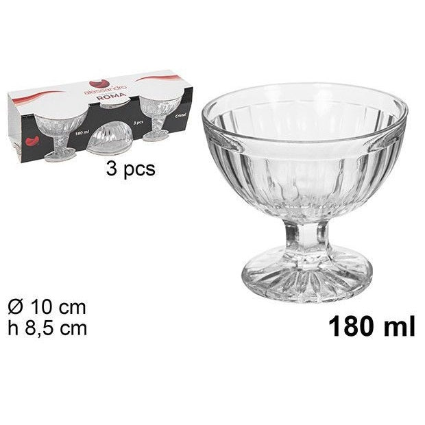Set 3tlg. Eisbecher Glas Roma 3 Stück Gläser à 180ml Dessertschale