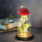 DOME BELL WITH ETERNAL ROSE LED LIGHT BEAUTY AND THE BEAST CHRISTMAS WARM LIGHT