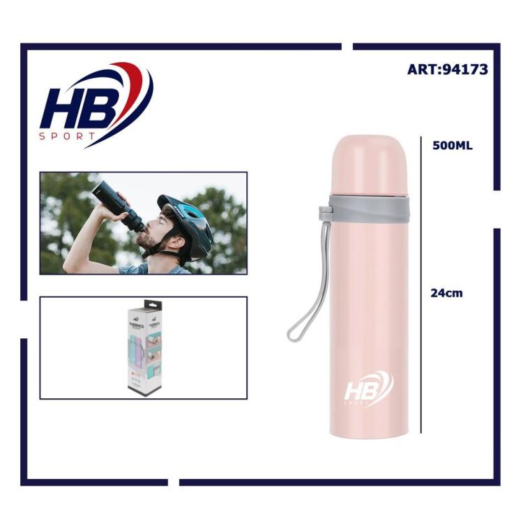 Hb Edelstahl-Isolierflasche 500 ml (12/24 Std.) mit Klickverschluss | Rosa