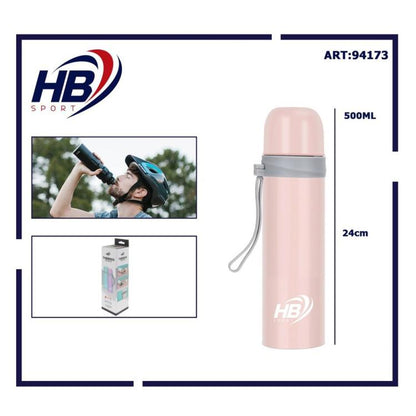 Hb Edelstahl-Isolierflasche 500 ml (12/24 Std.) mit Klickverschluss | Rosa
