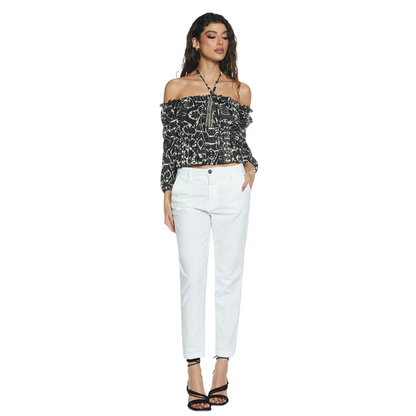 Relish Pantalone da donna CAROL_1 vita media chino slim fit gabardine RDP2407016029 latte