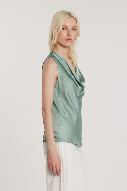 Relish Blusa WOLFY smanicata con scollo morbido raso RDP2603055017 verde ghiaccio