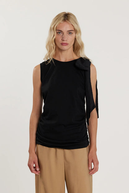 Relish T-Shirt Aimee Smanicata Fiocco Spalla Arricciatura RDP260103323 1199 Nero