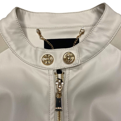 Relish giubbino effetto pelle da donna con collo coreano Ambrose RDP2405011001 betulla