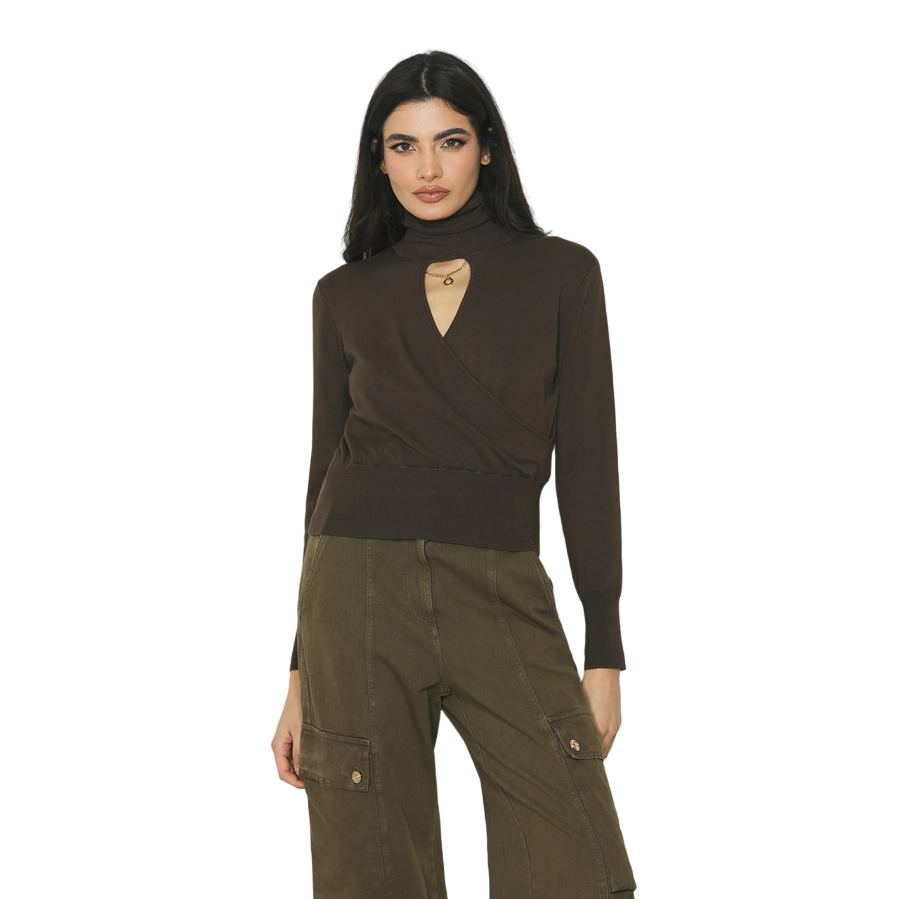 Relish Maglia Manica Lunga Collo Alto Incrocio Giulietta RDA2402054034 Cioccolato
