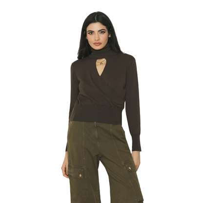 Relish Maglia Manica Lunga Collo Alto Incrocio Giulietta RDA2402054034 Cioccolato