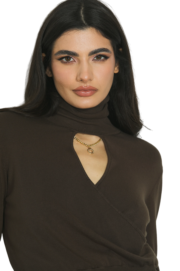 Relish Maglia Manica Lunga Collo Alto Incrocio Giulietta RDA2402054034 Cioccolato
