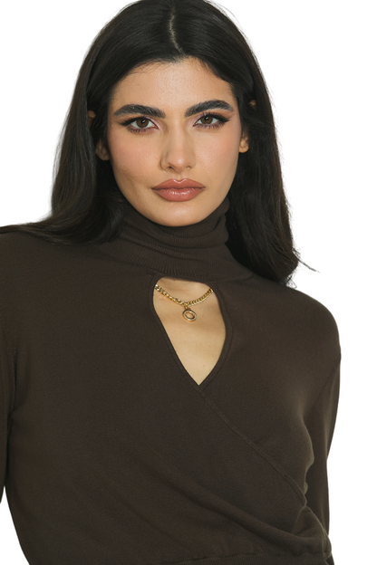 Relish Maglia Manica Lunga Collo Alto Incrocio Giulietta RDA2402054034 Cioccolato