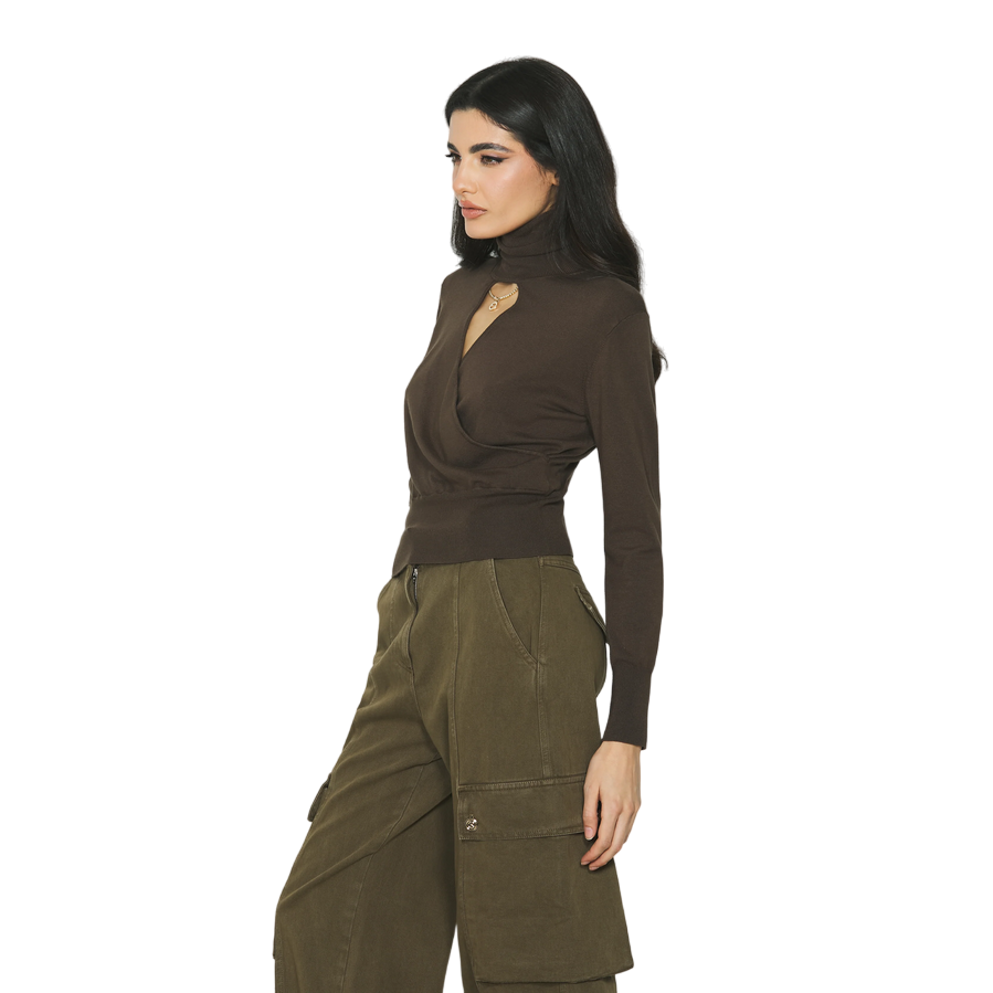 Relish Maglia Manica Lunga Collo Alto Incrocio Giulietta RDA2402054034 Cioccolato