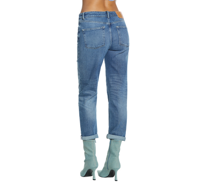 Relish pantalone jeans da donna 5 tasche a vita media Cindy 22 RDP2407016016 blu medio