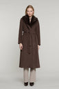 Relish Cappotto ANNAPUR_BIS lungo manica lunga con collo pelliccia staccabile più cintura più tasche RDA2605550002 marrone