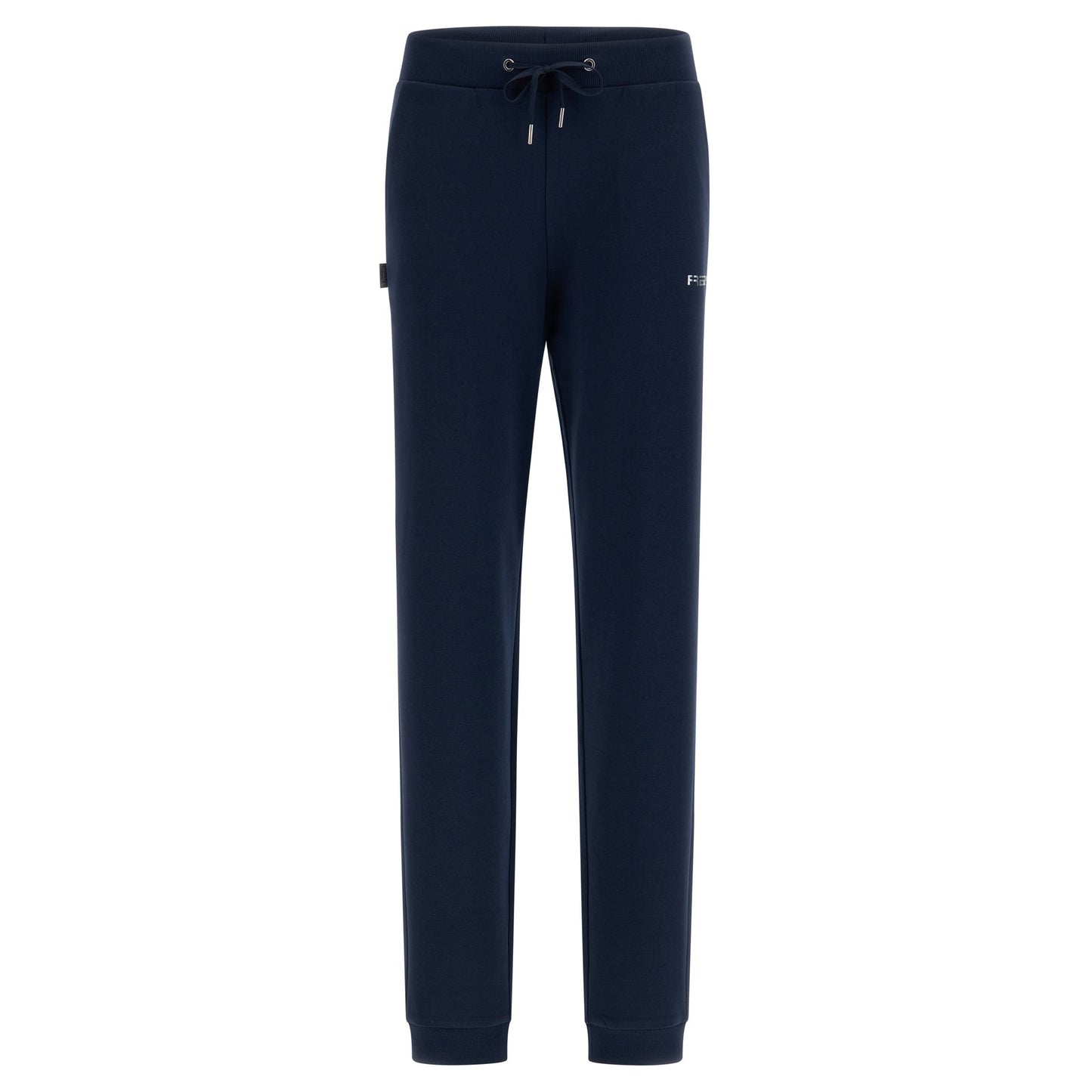 Freddy pantalone sportivo in interlock  con stampa in argento e fondo con polsino S3WBCP8 B94 blu navy
