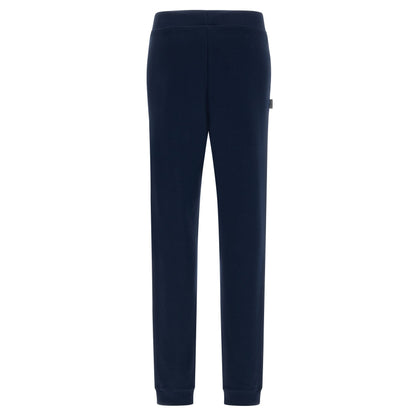Freddy pantalone sportivo in interlock  con stampa in argento e fondo con polsino S3WBCP8 B94 blu navy