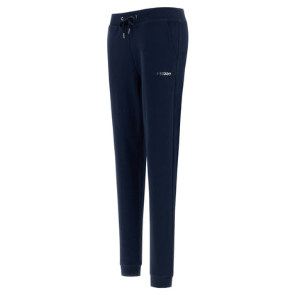 Freddy pantalone sportivo in interlock  con stampa in argento e fondo con polsino S3WBCP8 B94 blu navy