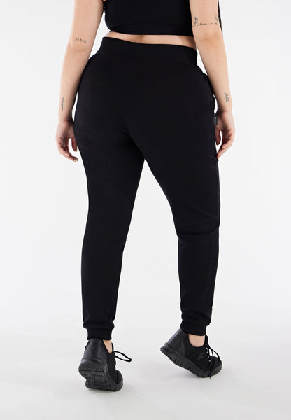 Freddy pantalone sportivo in interlock  con stampa in argento e fondo con polsino S3WBCP8 N black
