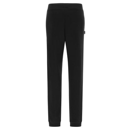 Freddy pantalone sportivo in interlock  con stampa in argento e fondo con polsino S3WBCP8 N black