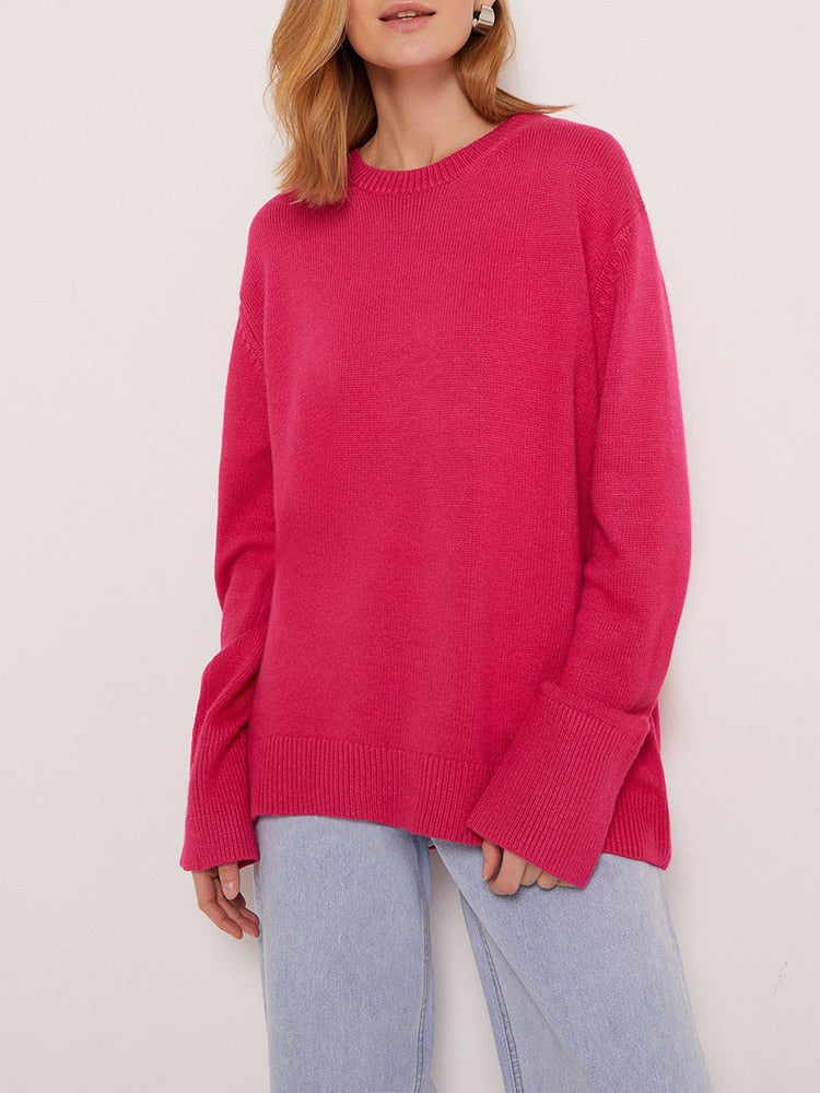 Women's Solid-Color Oversized Sweater