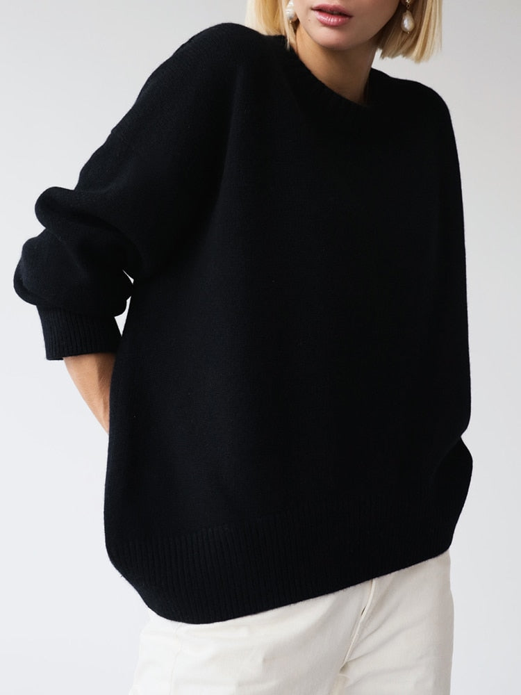 Women's Solid-Color Oversized Sweater