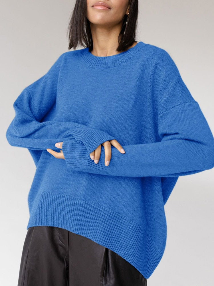 Women's Solid-Color Oversized Sweater
