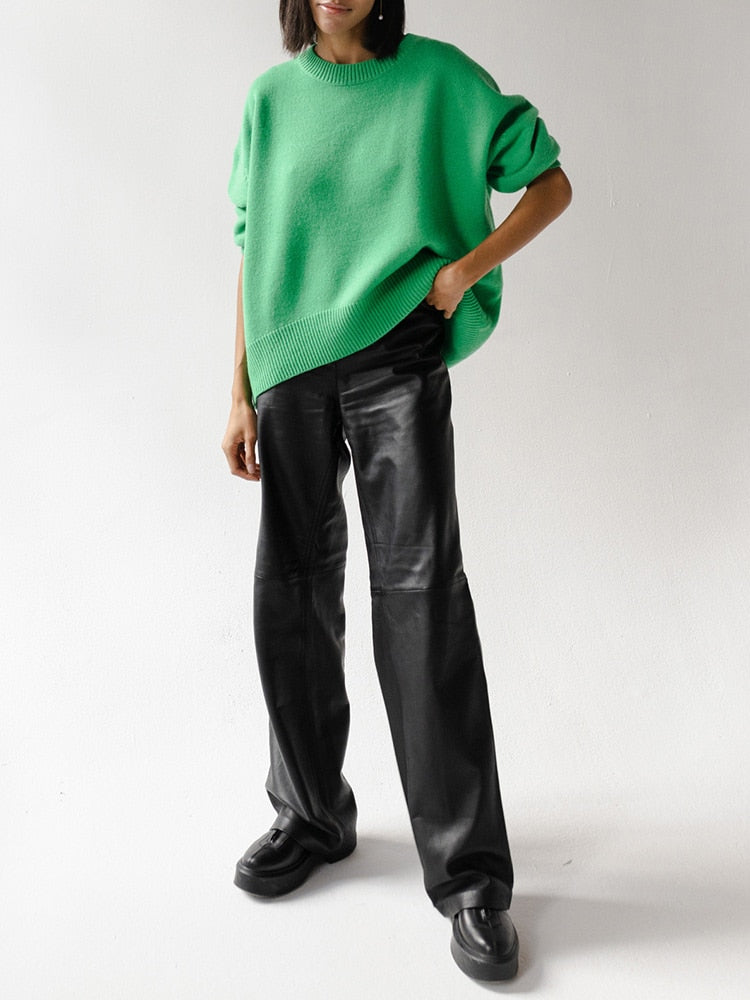 Women's Solid-Color Oversized Sweater